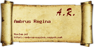 Ambrus Regina névjegykártya